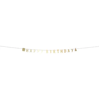Folat 25048 Party Deko Schwarz Gold Silber - Buchstabengirlande - Happy Birthday - Shining Glam - 2 Meter - Für Geburtstag, Jubiläum