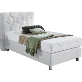 Boxspringbett "Phönix", weiß, B:135cm L:210cm, Bezug Bett: Microvelours (100% Polyester) oder Feinstruktur (100% Polyester);Bezug Bonnell-Federkernmatratze: 100% Polyester;Bezug Kaltschaummatratze: 100% Polyester;Bezug Tonnentaschenfederkernmatratze: 80% Baumwolle, 20%Polyester, WESTFALIA SCHLAFKOMFORT, Komplettbetten, Boxspringbett