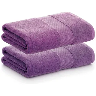 PADUANA | Packung mit 2 Badetüchern, 100 x 150 cm, Lila, 100% gekämmte Baumwolle, weich, schnell und maximale Saugfähigkeit – erhältlich als Badetuch, Waschbecken, Duschtuch und Badetuch