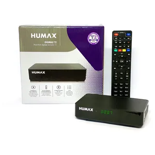 Humax 9-00142 Digitaler terrestrischer DVB-T2 HD-2022T2 Digimax T2 Decoder mit 2-in-1 Fernbedienung zur Steuerung des Fernsehers