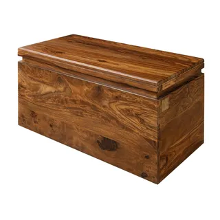 MASSIVMOEBEL24.DE | Toronto Truhe aus Massivholz walnuss - gewachst Sheesham Stauraum + Sitzgelegenheit + Deckel 80x40x40 Aufbewahrungsbox Holztruhe Sitztruhe