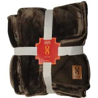 miasuite i sogni italiani Winterdecke aus hypoallergenem Fleece, 130 x 160 cm, Samt-Effekt, Elegantes Design, weich, maschinenwaschbar, braun