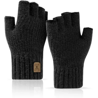 JUNRUI Fingerlose Handschuhe, Handschuhe ohne Finger Winter Warme Strickhandschuhe Arbeiten Camping Wandern Laufen Radfahren Fahren für Herren und Damen