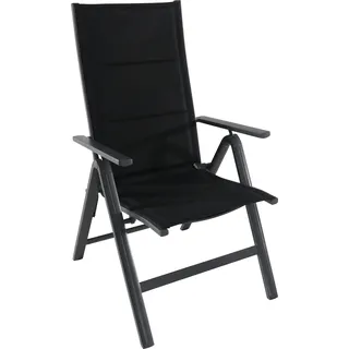 greemotion Klappsessel Garten Grenada Gartenstuhl klappbar Aluminium anthrazit 61x110x67 cm - Dunkelgrau, Schwarz