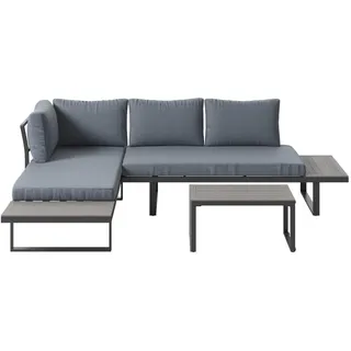 Ambia Garden Loungegarnitur , Grau , Metall, Kunststoff, Textil , Füllung: Schaumstoff,Polyester , 252x182 cm , Gartenmöbel, Loungemöbel, Loungegarnituren