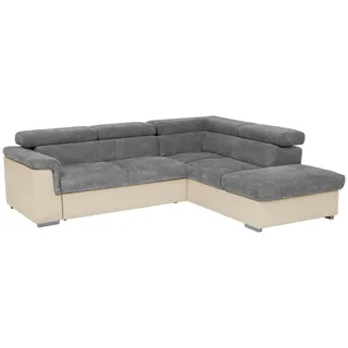 MID.YOU Wohnlandschaft Milla Anthrazit/Braun ca. 252x217 cm