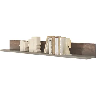 Furn.Design Wandboard Thermo Eiche, grau, Wandregal 152 cm , Eichefarben, Grau , Holzwerkstoff , Nachbildung,Eiche , 152x17x20 cm , Wohnzimmer, Regale, Wandboards