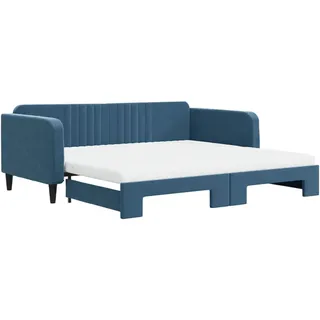 vidaXL Tagesbett Ausziehbar mit Matratzen Blau 100x200 cm Samt - Blau