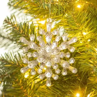 6 Stuck Schneeflocken Weiß transparent Weihnachtsbaum Deko, Weihnachtsschmuck Schneeflocken Weihnachtsdeko