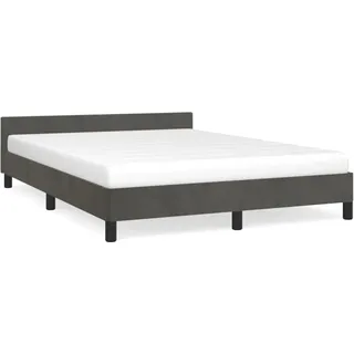 vidaXL Bettgestell ohne Matratze Dunkelgrau 140x200 cm Samt - Grau
