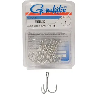 Gamakatsu Drillinge Treble 13, Größe:2, Farbe:Nickel