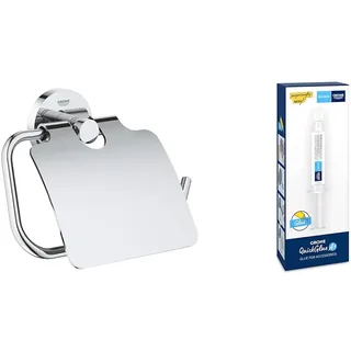 GROHE Start - Papierhalter + Kleber (Material: Metall, verdeckte Befestigung, mit Deckel, zum Kleben oder Bohren), Chrom, 41179000