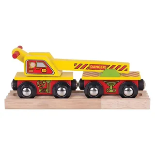 BigJigs Holzwagen mit Kran - Spielzeugeisenbahn Zubehör
