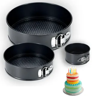 Reroon 3 Stück(10cm+18cm+23cm) Antihaft Springform Kuchenform Brotbackform Auslaufsicher für Kuchen, Pizza und Pfannkuchen