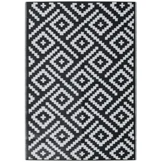 vidaXL Outdoor-Teppich ARAKIL Weiß und Schwarz 140x200 cm PP - Schwarz