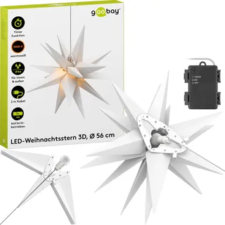 goobay LED-Weihnachtsstern 3D, Ø 56 cm, batteriebetrieben