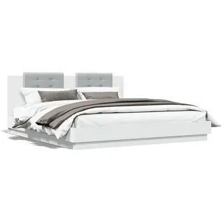 vidaXL Bettgestell mit Kopfteil Weiß 200x200 cm Holzwerkstoff