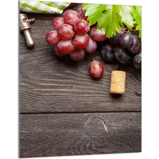 Herdabdeckplatte 40x52 Glaskeramikkochfeld Abdeckung Spritzschutz Glasplatte Deko Schneidebrett, Traube Holz