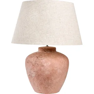 BELIANI Tischlampe Braun Keramik mit Kunstleinen Stoffschirm Rustikaler Stil Terrakotta Wohnzimmer Schlafzimmer Flur - Braun