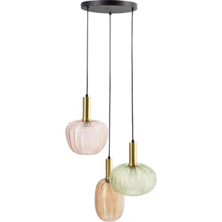 BELIANI Hängeleuchte mehrfarbigem mit 3-flammigem Lampenschirm aus Glas und Metallfuß im Retro-Stil - Bunt