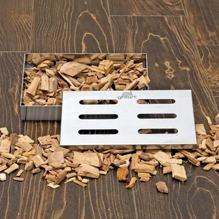 Original BBQ Smoke Box - 100% Edelstahl Räucherbox für Gasgrill, Kugelgrill und Holzkohlegrill - 21 x 13 x 3,5 cm
