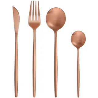 Bestdin Besteck Set 6 Personen, 24 teilig Edelstahl Besteck Rosegold Essbesteck Set mit Messer Gabel Löffel, Hochwertiges Edelstahlbesteck, Spülmaschinenfest.
