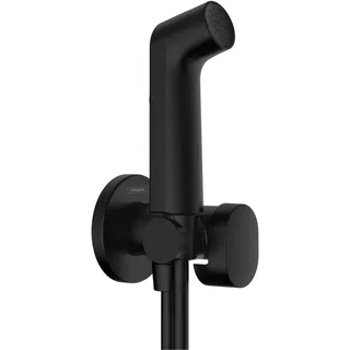 Hansgrohe Bidette Handbrause S mit 1 wassersparenden Strahlart (EcoSmart), inkl. Absperrventil, Brausehalter und Brauseschlauch 1,25 m, für Kaltwasser, Mattschwarz, 29230670