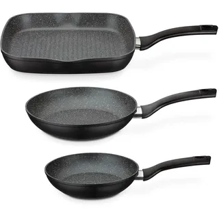 GSW Gourmet Granit Pfannen-Set 3-tlg. 20 cm + 24 cm + 28 x 28 cm