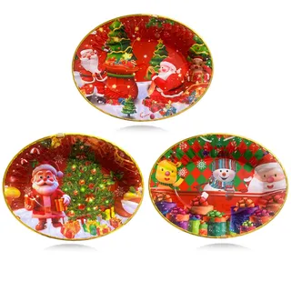 BOOSHMall 3 Stück Set Weihnachtsteller, Gebäckteller Weihnachten, Dekoteller, Wiederverwendbare Unterteller als Tischdekoration, Groß, 30 * 22cm