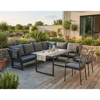 Gardissimo SAN REMO XL Ecklounge Gartenmöbel Sitzgruppe Sintered-Stone anthrazit