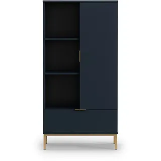 FURNIX Highboard MALAGAS R70 Wohnzimmerkommode Schublade Tür Marineblau - Schwarz