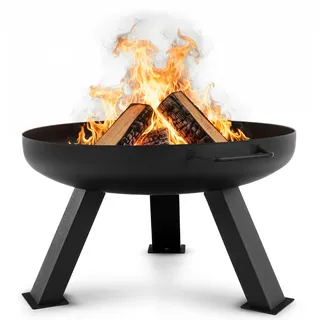 Lehmann Feuerschalen für den Garten, Feuerstelle Lagerfeuer Stahl Ø 60 cm, Feuerkorb für Garten und Terrasse und Balkon, Feuerschale Outdoor - Schwarz