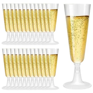 YWKJDDM 25 Stück SektgläSer Plastik, 150ML Durchsichtige SektgläSer Kunststoff Sektglas ChampagnergläSer, Sektkelche WeingläSer für Sektempfang Party Hochzeit Geburtstag Picknick (Transparent)