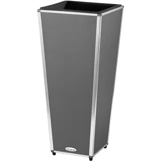 AMARE Fiberglass Design PUR Pflanzkübel, Pflanzgefäß, Blumentopf, Blumenkasten, 33 x 33 x 76 cm, grau