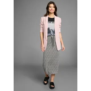 LAURA SCOTT Jerseyrock LAURA SCOTT, Damen, Gr. 34, schwarz-weiß (schwarz, weiß, gemustert), Single Jersey, Obermaterial: 95% Viskose, 5% Elasthan, bedruckt, gemustert, bequem wadenlang, Röcke, mit Grafik-Print - NEUE KOLLEKTION