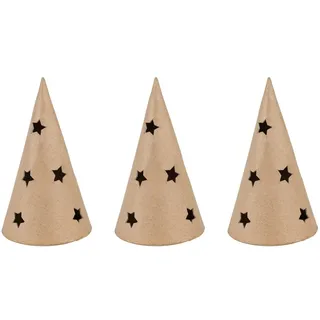 Décopatch NO067C - Packung 5 Pappmachés Kerzenhalter, Tannenbaum mit Sternschnuppen 8x8x14,5 cm, zum Dekorieren, für Weihnachten, Kartonbraun, 1 Pack