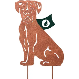 VERDOBA Boxer Gartendeko Rost - Boxer Hund Gartenstecker Rost - Rostdeko für Garten - Deko Hundefiguren aus Eisen mit Rostpatina - Rostdeko Gartendeko - Deko für den Garten, Balkon & Terrasse