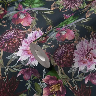 A.S. Création Blumentapete 10 m x 0,32 m 10,05 m2 Grün/Schwarz 381756