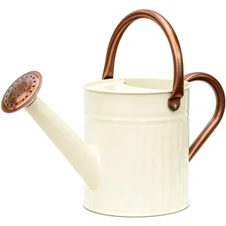 Bamworld Gießkanne Zimmerpflanzen 1,9L (1/2 Gallone) aus Verzinktem Stahl, Kleine Gießkanne mit Langer Tülle für Haus & Garten, Vintage Design Blumengießer - Creme Weiß