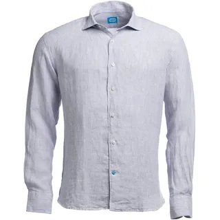 Panareha Gestreiftes Leinenhemd für Herren Phuket Grau (L)