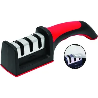 PARENCE - Easy Sharp 3-Phasen-Schärfer - für Küchenmesser - professionelles Ergebnis/ergonomisches Design - Keramikstein/Hartmetall/Diamant - schwarz/verchromt