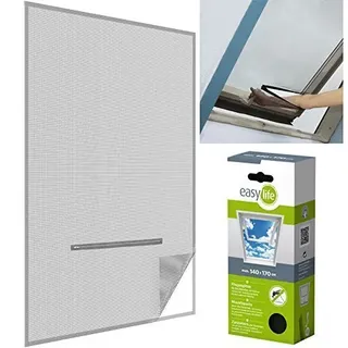 easy life Fliegengitter für Dachfenster 140 x 170 cm in anthrazit Eingriff mit Reißverschluss - auch in weiß wählbar