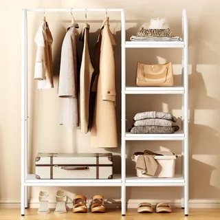 SogesFurniture Garderobenständer mit Kleiderstange 100 x 40 x 150 cm Weiß