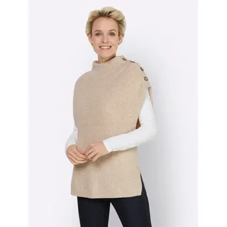 Pullunder HEINE "Pullunder", Damen, Gr. 44, beige (sand, meliert), 100% Baumwolle, unifarben, Pullover Pullunder