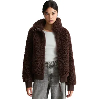 Blouson MARC O'POLO DENIM, Damen, Gr. S, espresso braun, Obermaterial: 100% Polyester. Futter: 100% Polyester, Rippstrickbündchen, Jacken Blouson, Stehkragen, Teddy-Blouson regular fit