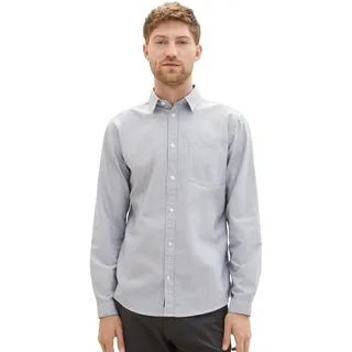 TOM TAILOR Herren 1037446 Regular Fit Oxford Hemd mit Streifen, 32303-navy Stripe, L