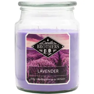 Candle-Brothers Große Duftkerze im Glas mit Deckel | Lavender | Duftkerze Lavendel | Kerze 2 Docht | Kerze lange Brenndauer | Geschenk für Frauen