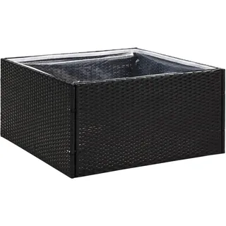 Pflanzkübel Schwarz 80x80x40 cm Poly Rattan - Schwarz
