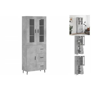 vidaXL Highboard Betongrau 69,5x34x180 cm Holzwerkstoff