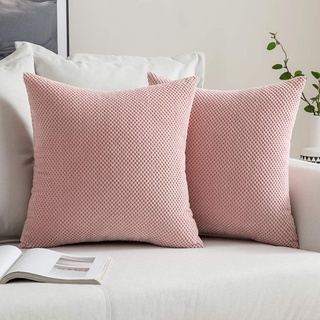 MIULEE 2er Set Granulat Kissenbezug Ananas Weiches Massiv Dekorativen Quadratisch Überwurf Kissenbezüge Kissen für Sofa Schlafzimmer 16"x16", 40 x 40 cm Rosa